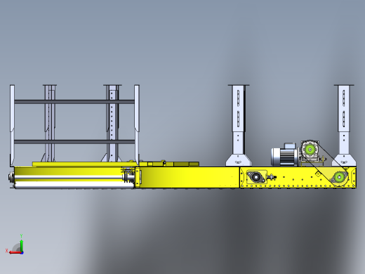 两段90度活辊输送弯道传送机3D图纸 Solidworks设计后视缩略图
