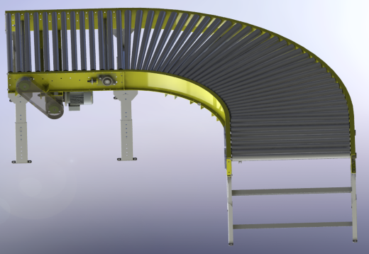 两段90度活辊输送弯道传送机3D图纸 Solidworks设计缩略图