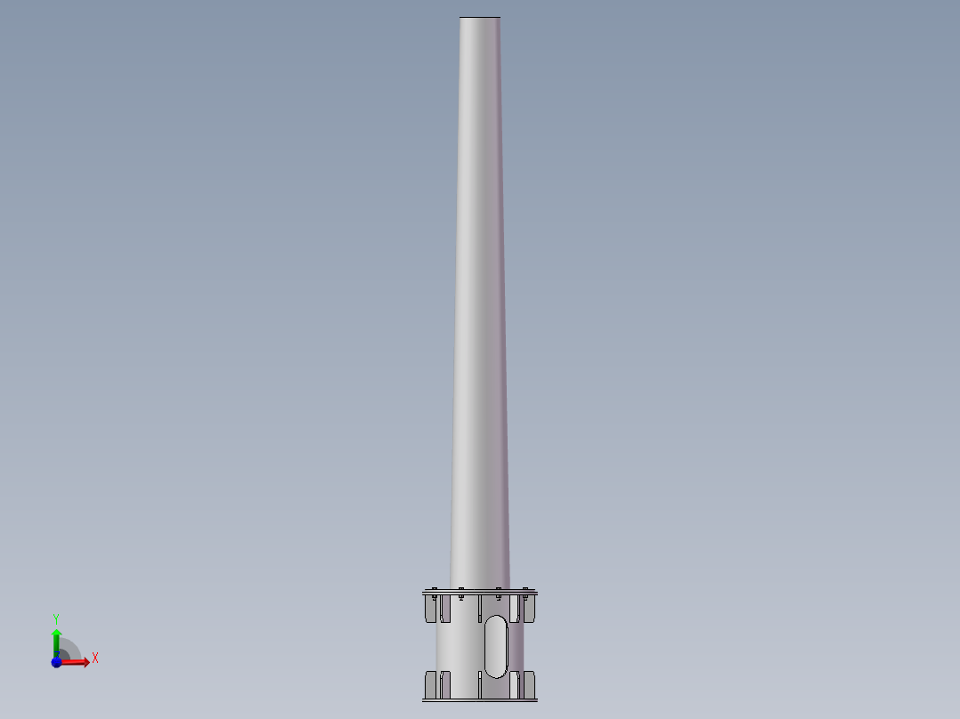 5M风力发电机塔架结构设计与有限元分析(sw12+说明书+分析图片)前视图