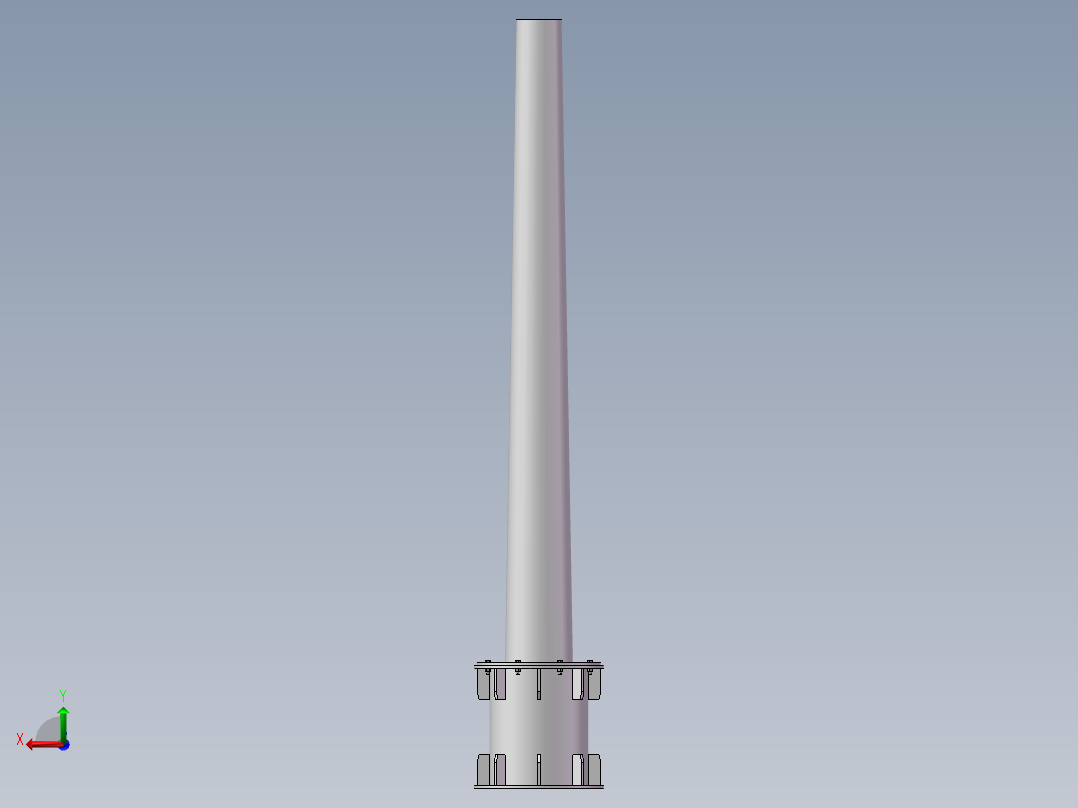 5M风力发电机塔架结构设计与有限元分析(sw12+说明书+分析图片)后视图