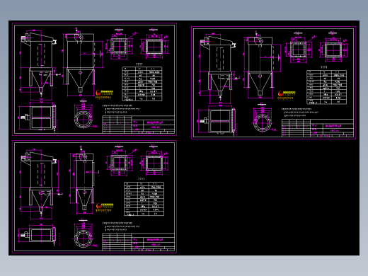 单机袋脉冲收尘器三总图