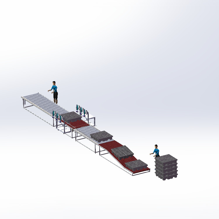 托盘栈板自动打标3d方案图自动喷码线贴标机图纸喷码机图纸