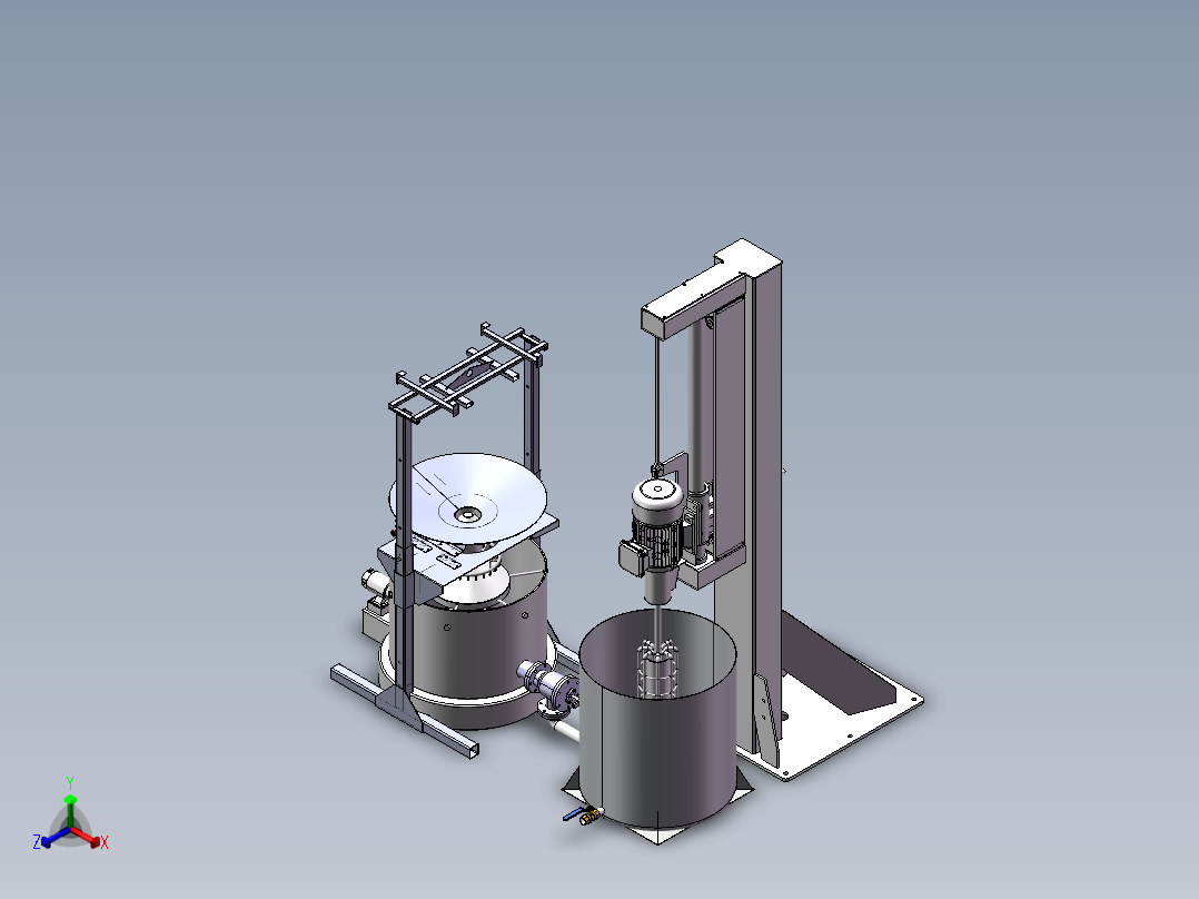 农药生产用原料溶解装置正等轴测图