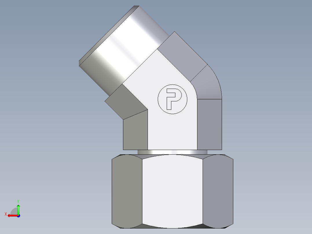 卡套式工业通用硬管接头EO_Swivel_nut_45_deg_elbow_EV15LOMDCF后视图