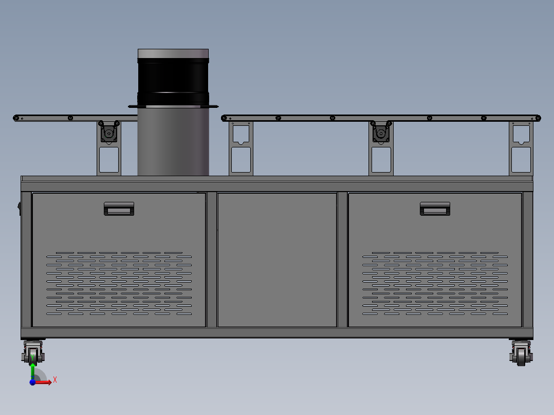 链式清洗上料机sw18可编辑前视图