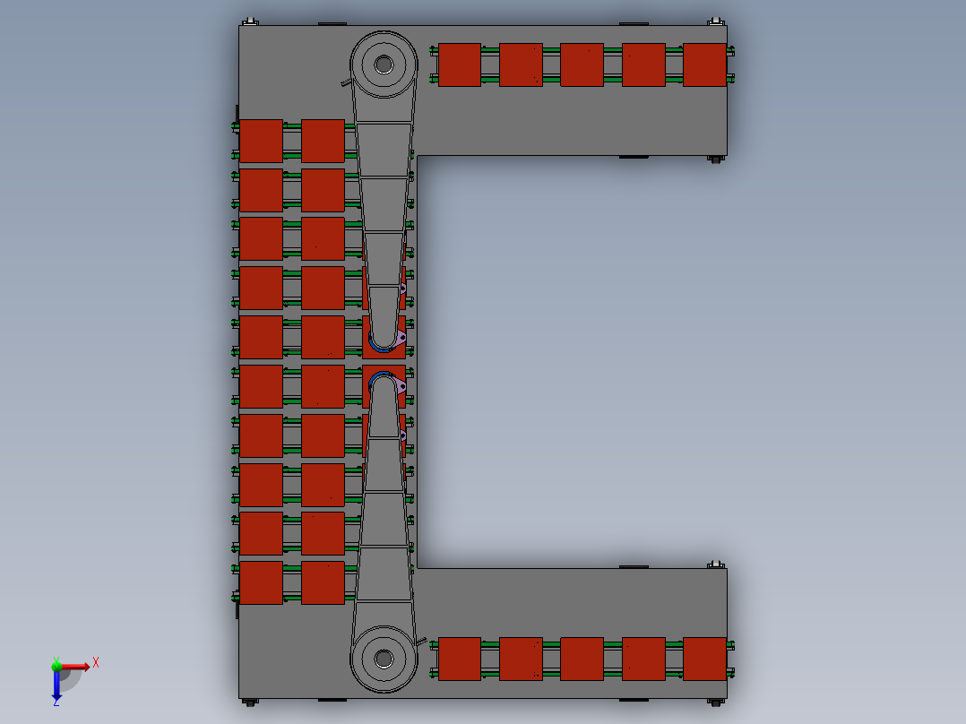 链式清洗上料机sw18可编辑俯视图