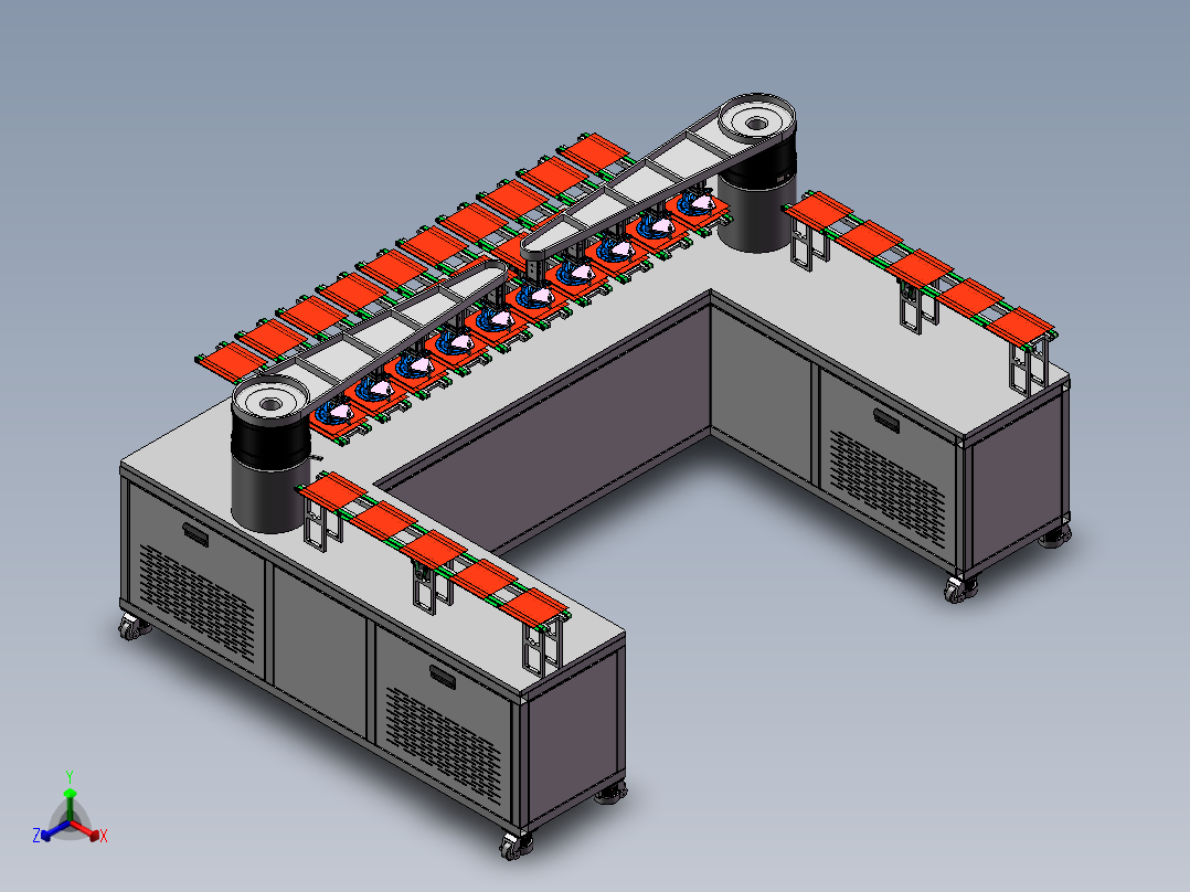 链式清洗上料机sw18可编辑正等轴测图