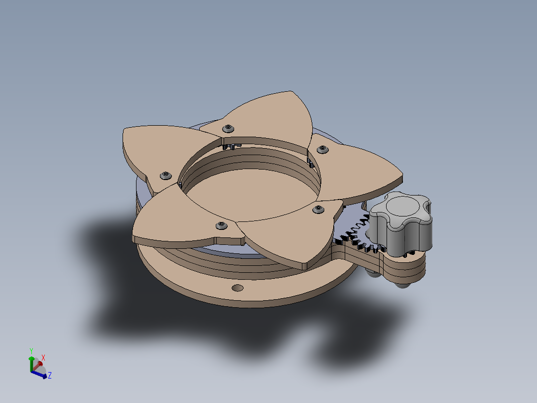 带齿轮旋钮的虹膜盒