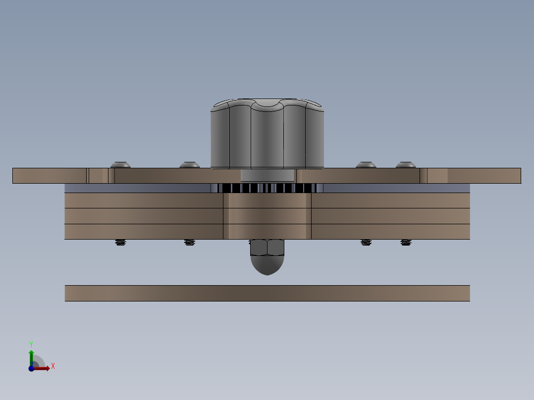 带齿轮旋钮的虹膜盒前视图