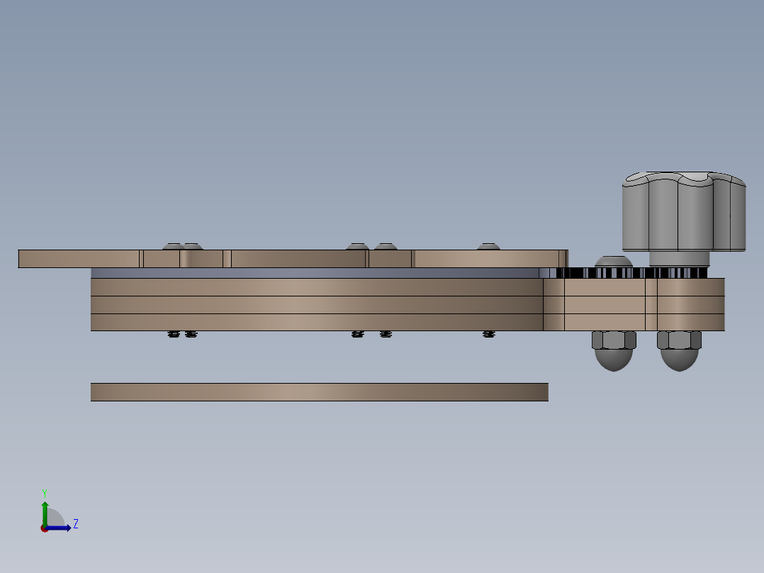 带齿轮旋钮的虹膜盒左视图