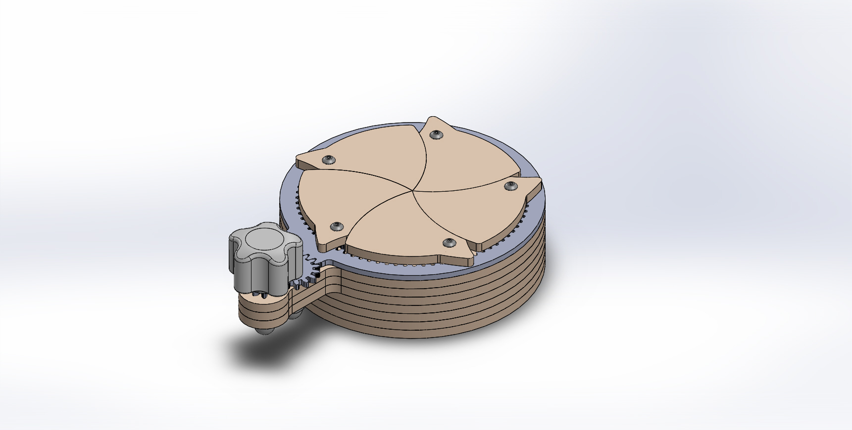 带齿轮旋钮的虹膜盒