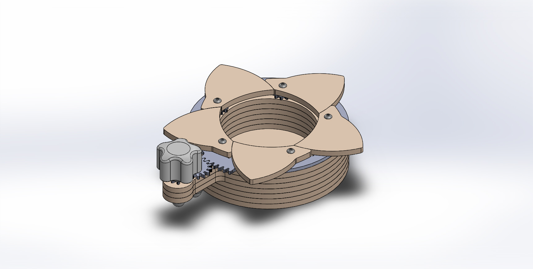带齿轮旋钮的虹膜盒