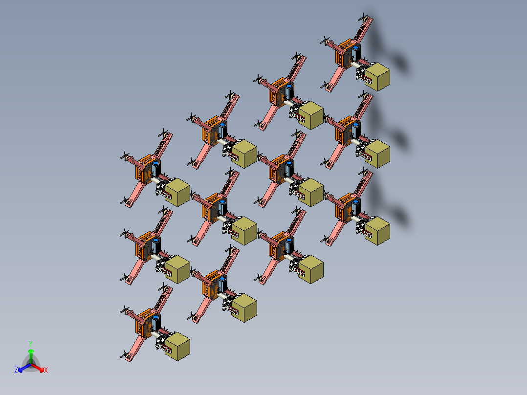 小型无人机运输快递模拟正等轴测图