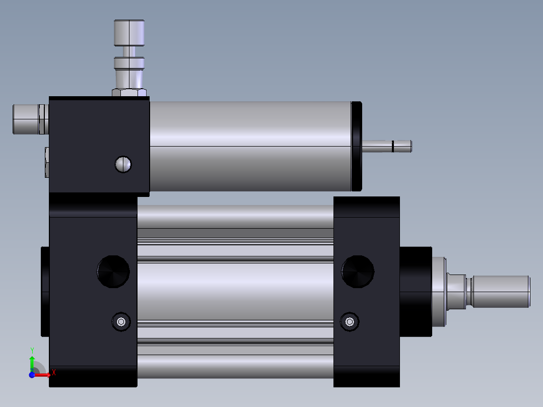 带刹车的集成气动缸Ø50x50 和 Ø80x50集成液压制动前视图