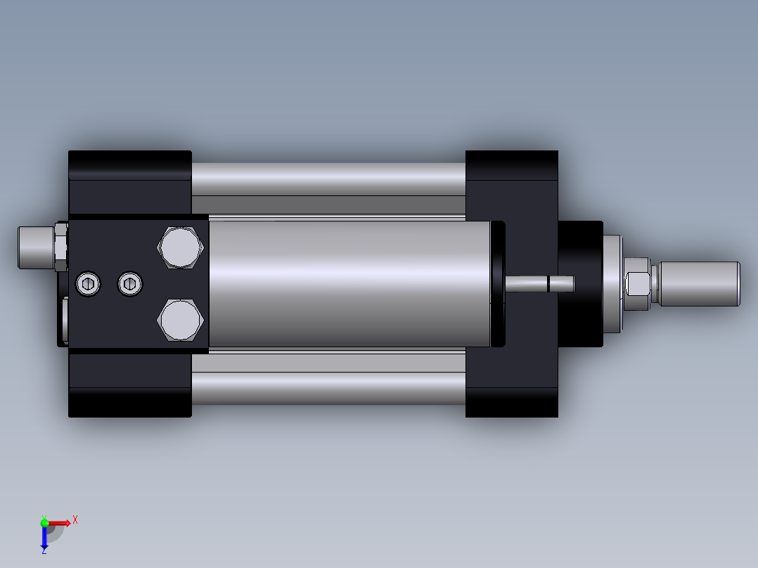 带刹车的集成气动缸Ø50x50 和 Ø80x50集成液压制动俯视图