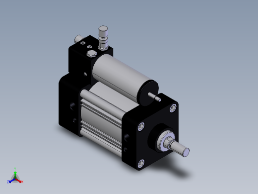 带刹车的集成气动缸Ø50x50 和 Ø80x50集成液压制动正等轴测缩略图
