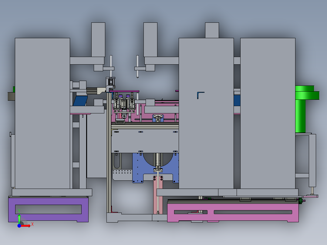 方螺母自动组装成方管并焊接机前视图