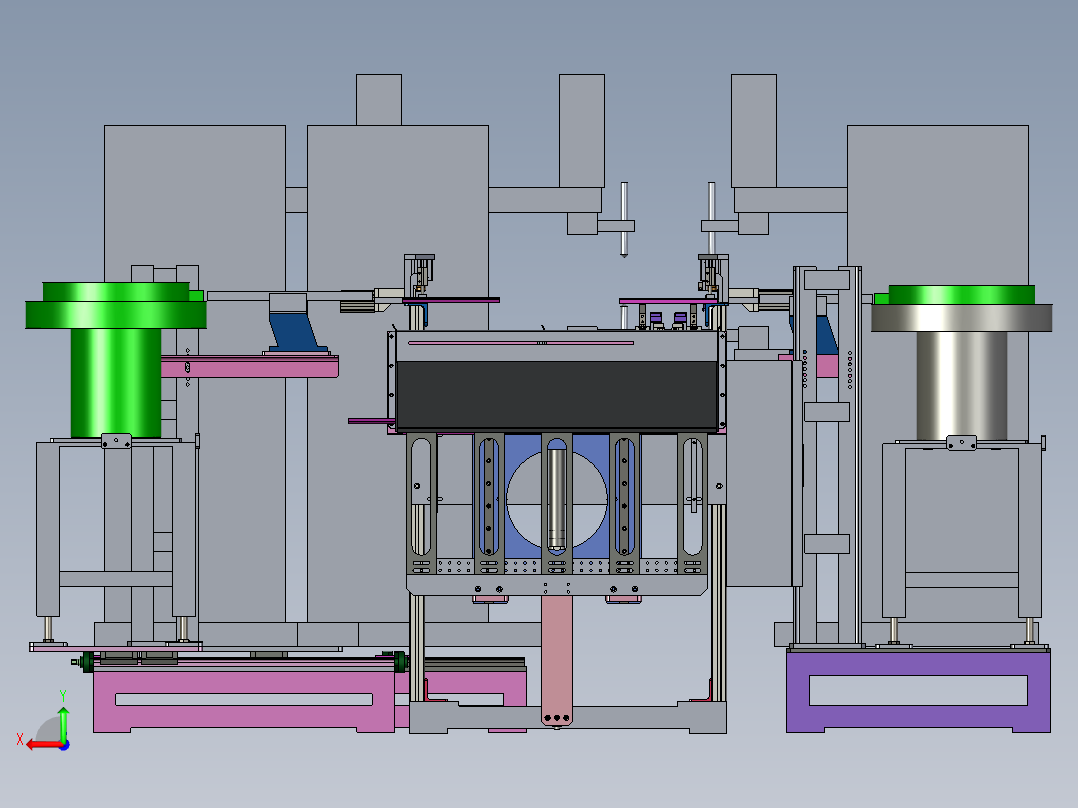 方螺母自动组装成方管并焊接机后视图