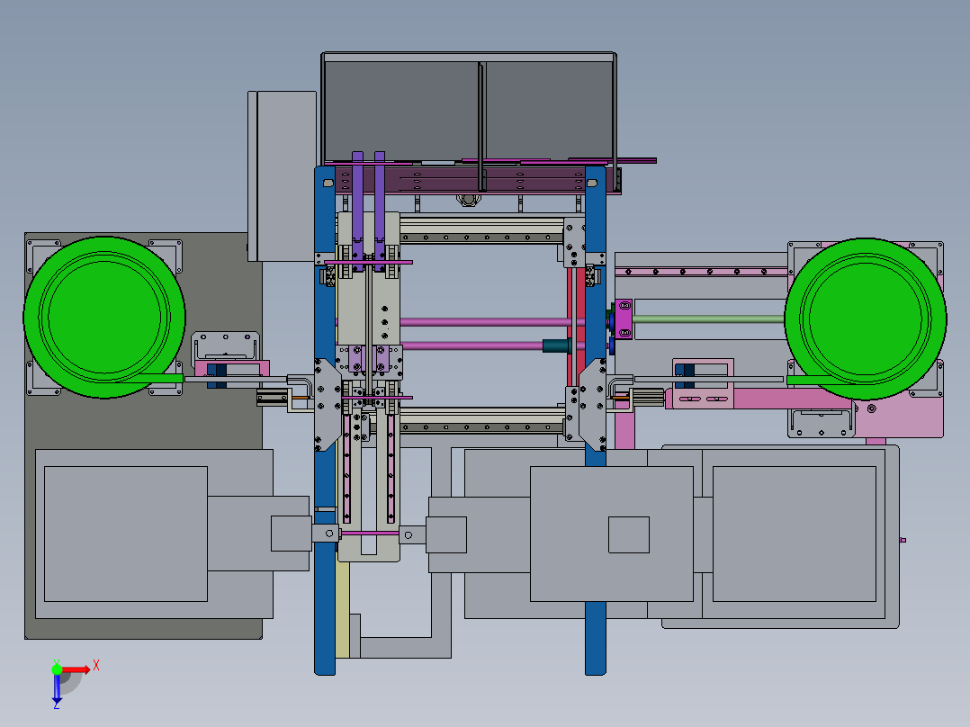 方螺母自动组装成方管并焊接机俯视图