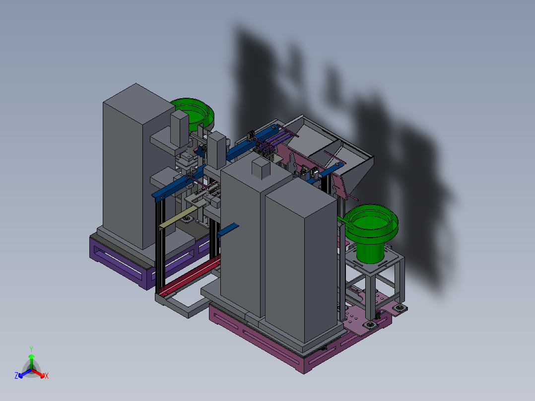 方螺母自动组装成方管并焊接机正等轴测图