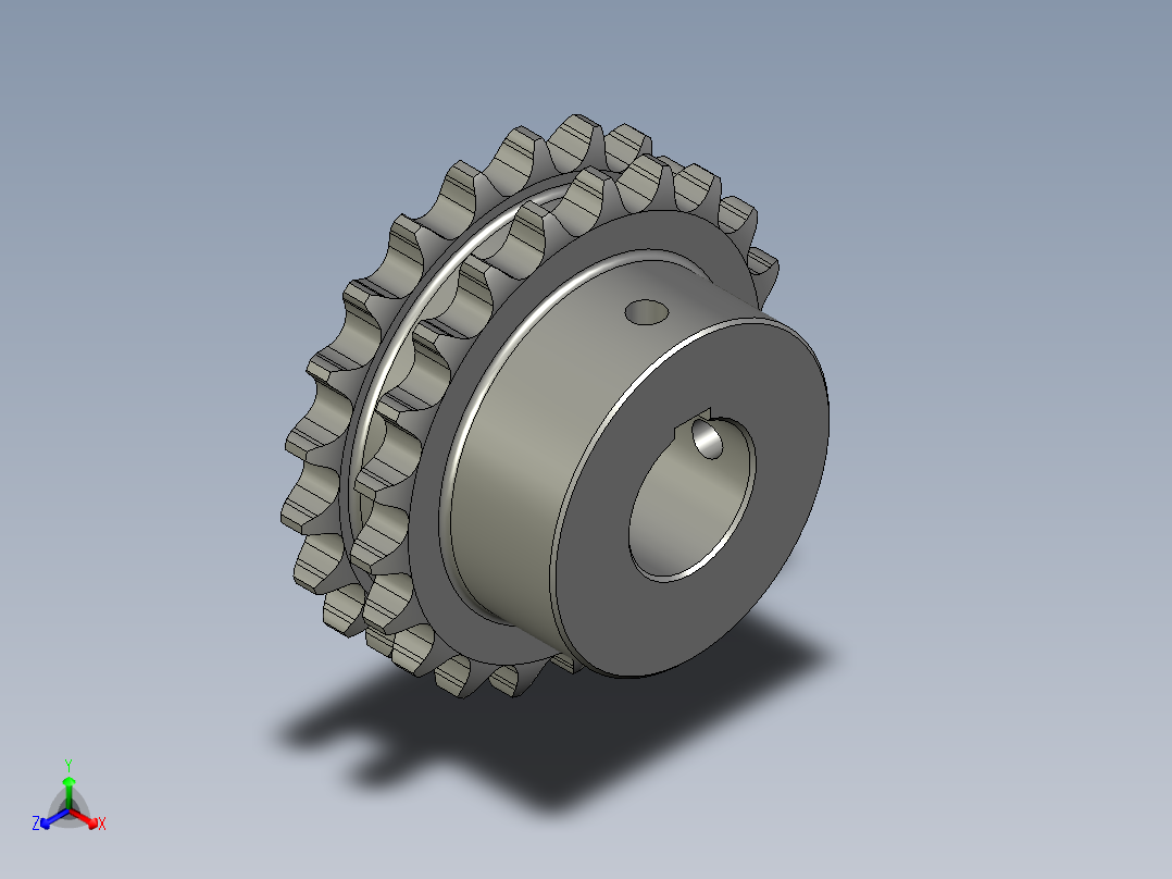 LC18MN-03-11取料台传动轴链轮-12A21T正等轴测图