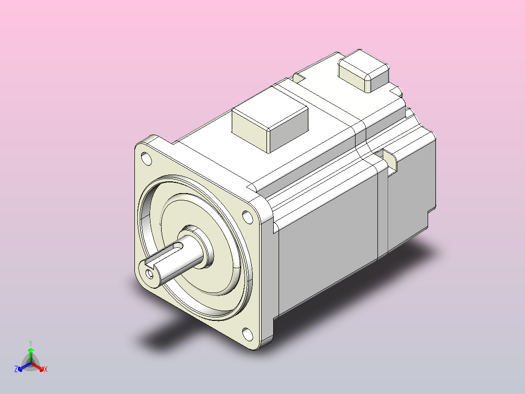 台达伺服电机-不带刹车ecma-cx0804e7_asm正等轴测图