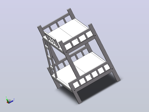 简易实用上下层木床3D数模图