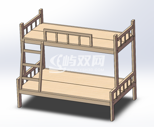 简易实用上下层木床3D数模图缩略图