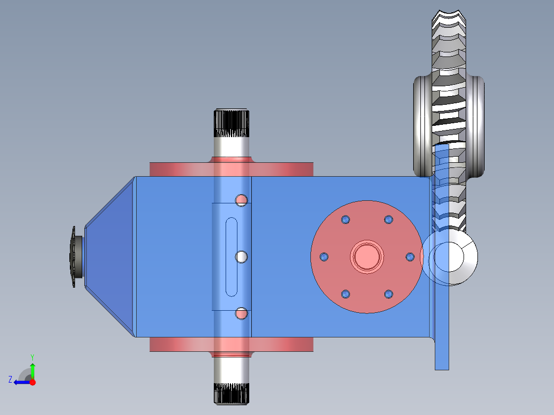 5_Inventor蜗轮减速器右视图