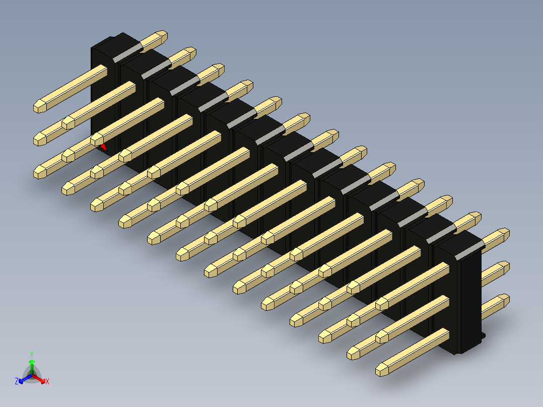 彩色公头100mil（2.54mm）系列-DS1021_black_3x13p_100mil_Type1_rev1.0主视图