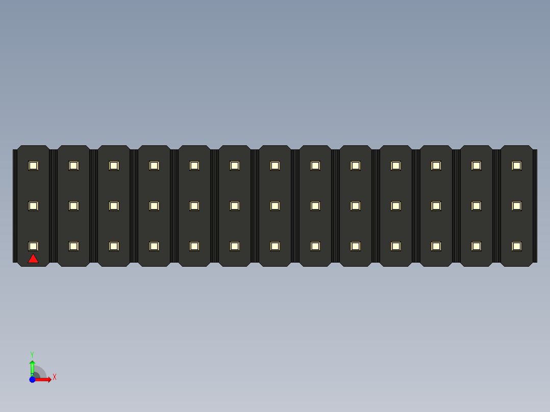 彩色公头100mil（2.54mm）系列-DS1021_black_3x13p_100mil_Type1_rev1.0前视图