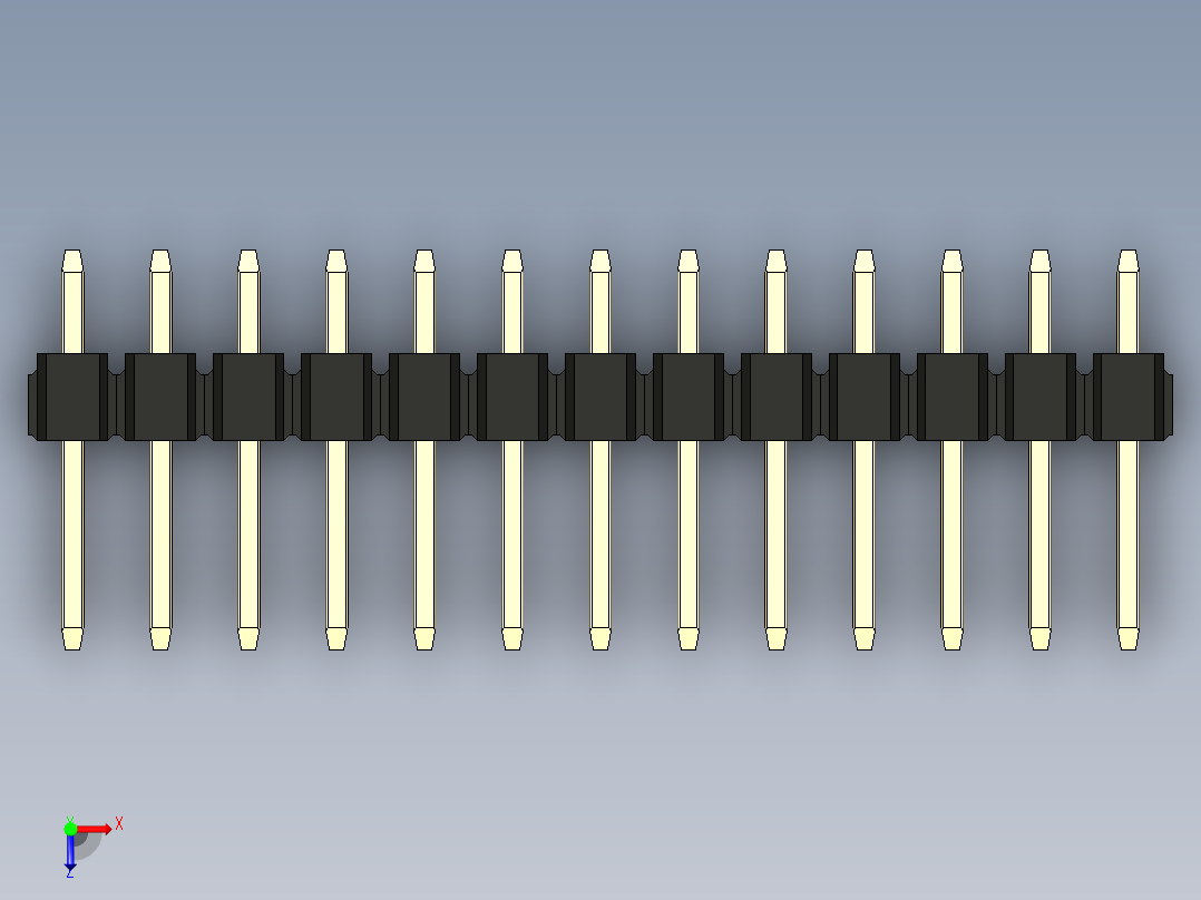 彩色公头100mil（2.54mm）系列-DS1021_black_3x13p_100mil_Type1_rev1.0俯视图
