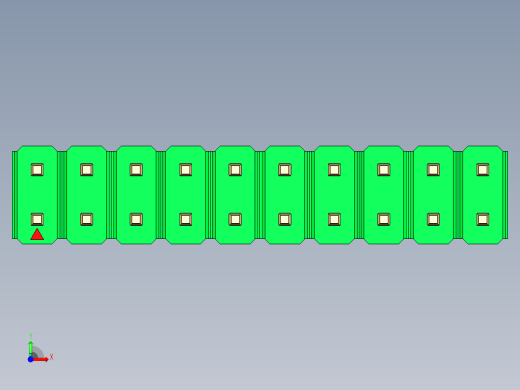 彩色公头100mil（2.54mm）系列-DS1021_green_2x10p_100mil_Type43_rev1.0前视缩略图