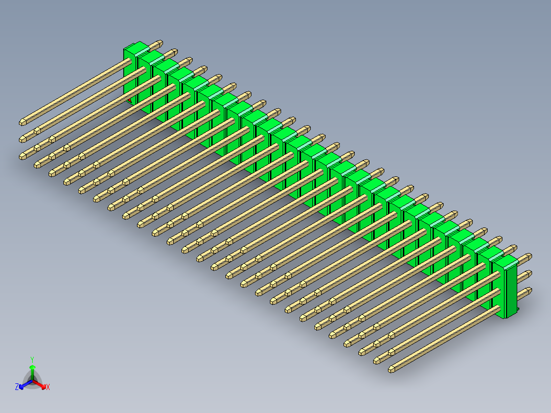 彩色公头100mil（2.54mm）系列-DS1021_green_3x26p_100mil_Type19_rev1.0主视图