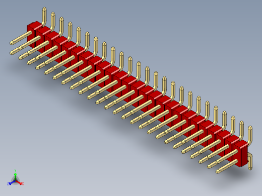彩色公排针 100mil 2.54mm 系列-DS1022_red_50p_100mil_TypeSMT_rev1.0正等轴测缩略图