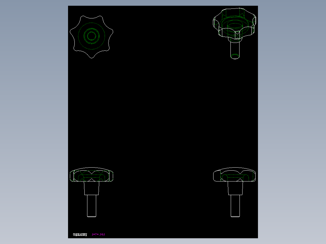 星型把手2474-2D多系列多零件图纸模型