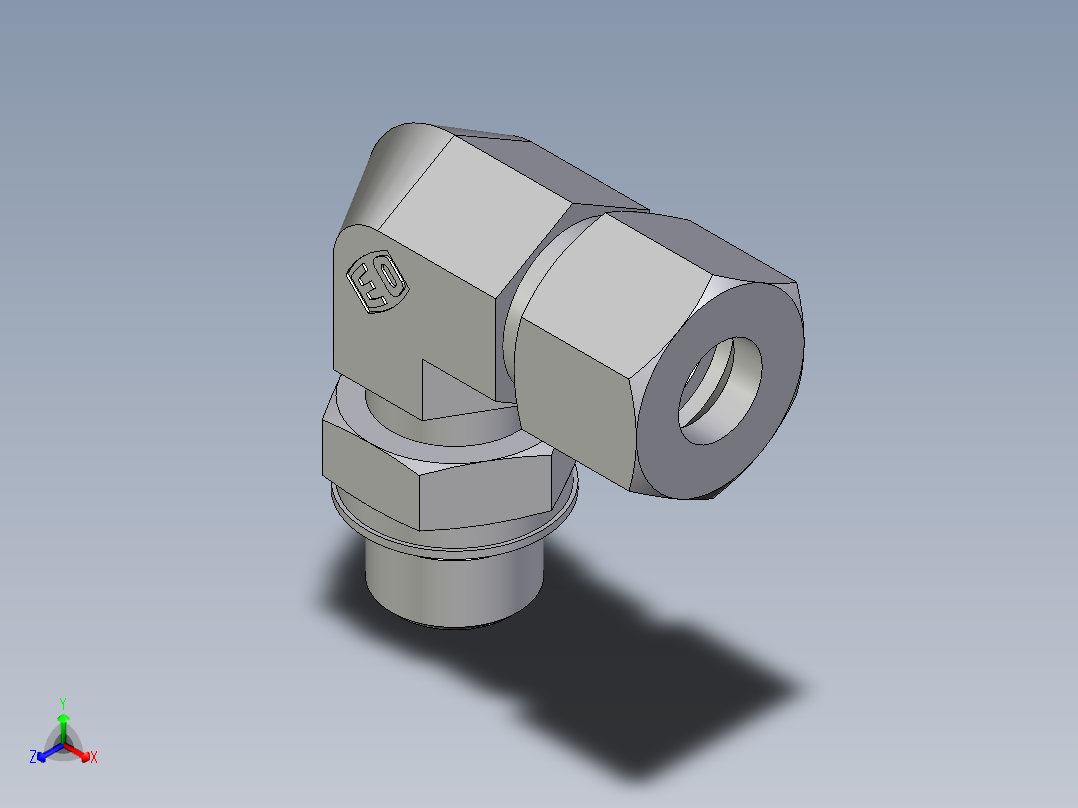 卡套式工业通用硬管接头EO_Adjustable_Locknut_elbow_WEE12SMORCF主视图