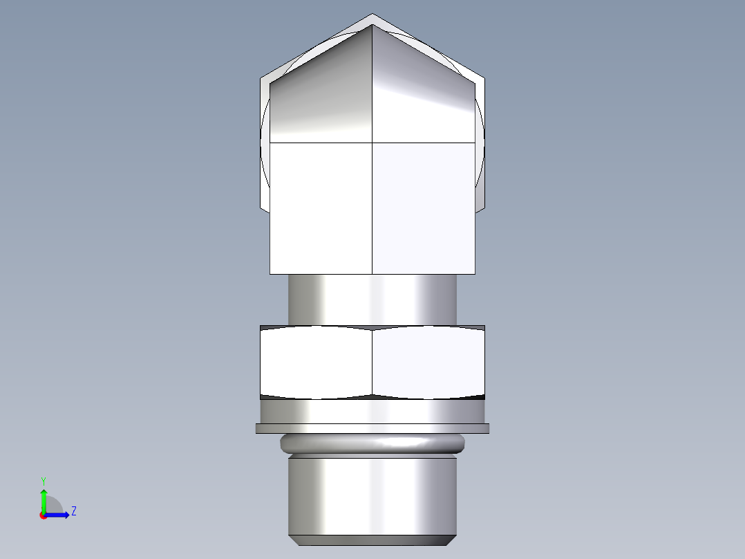 卡套式工业通用硬管接头EO_Adjustable_Locknut_elbow_WEE12SMORCF左视图