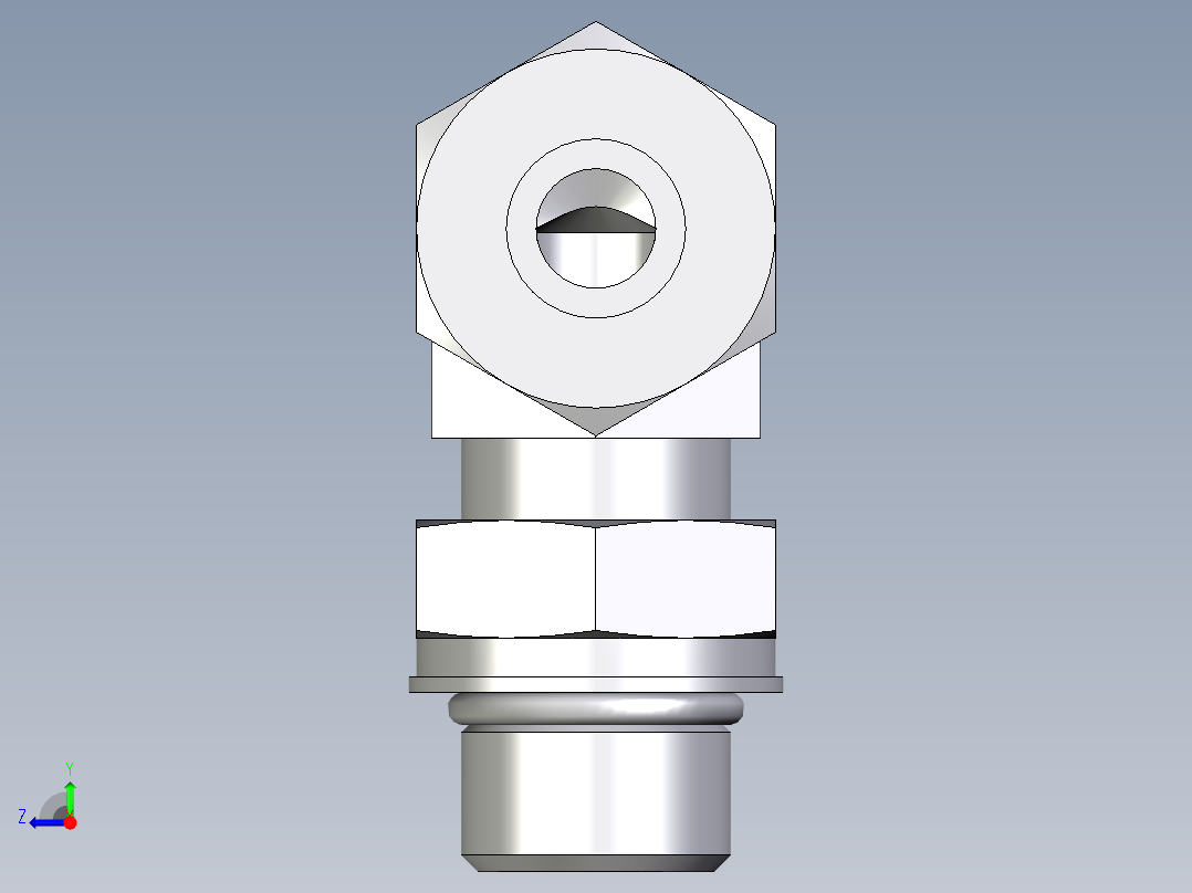 卡套式工业通用硬管接头EO_Adjustable_Locknut_elbow_WEE12SMORCF右视图