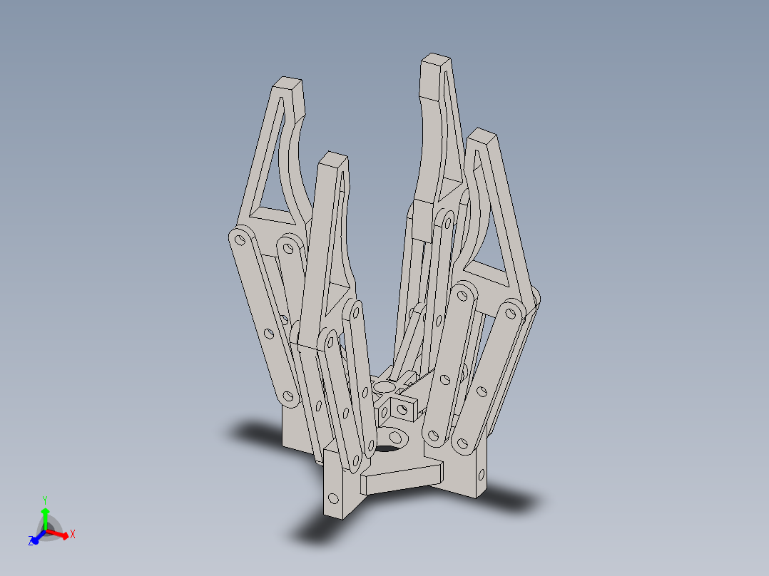 08-einfacher-griff四指机械爪结构3D数模图纸 Solidworks设计