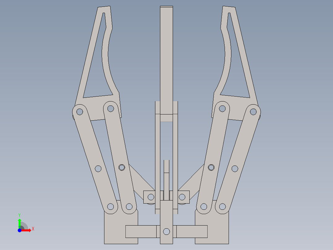 08-einfacher-griff四指机械爪结构3D数模图纸 Solidworks设计前视图