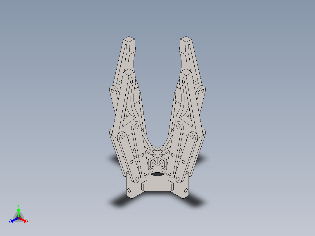 08-einfacher-griff四指机械爪结构3D数模图纸 Solidworks设计正等轴测图