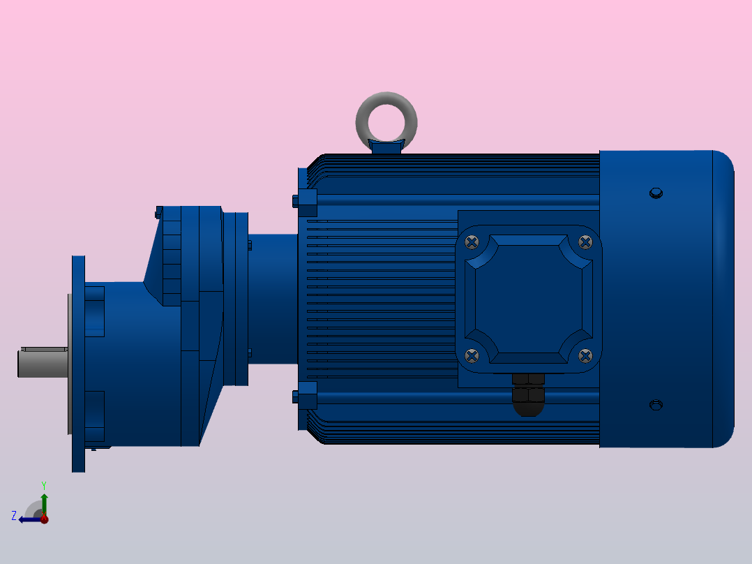 RXF67法兰轴伸式安装斜齿轮减速机RX67-Y7.5-4P-132M-M1-0°-Φ200右视图