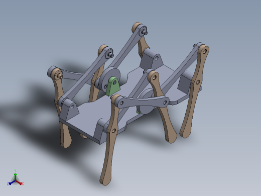 3D walker简易六足行走机构正等轴测缩略图