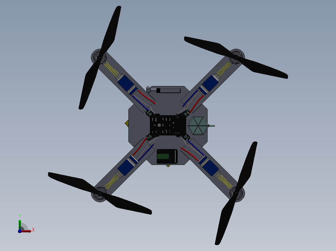 国际竞速比赛无人机模型3D图纸 Solidworks设计 附STEP前视图