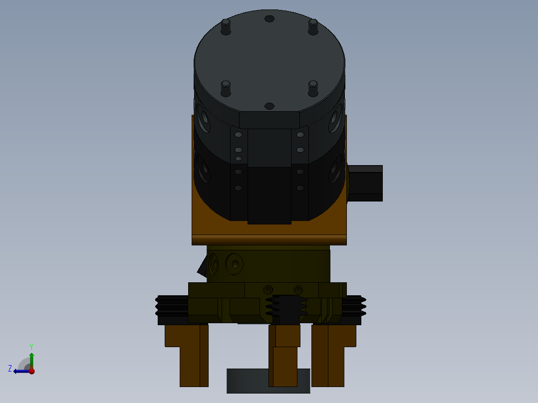 气动三爪卡盘sw22右视图