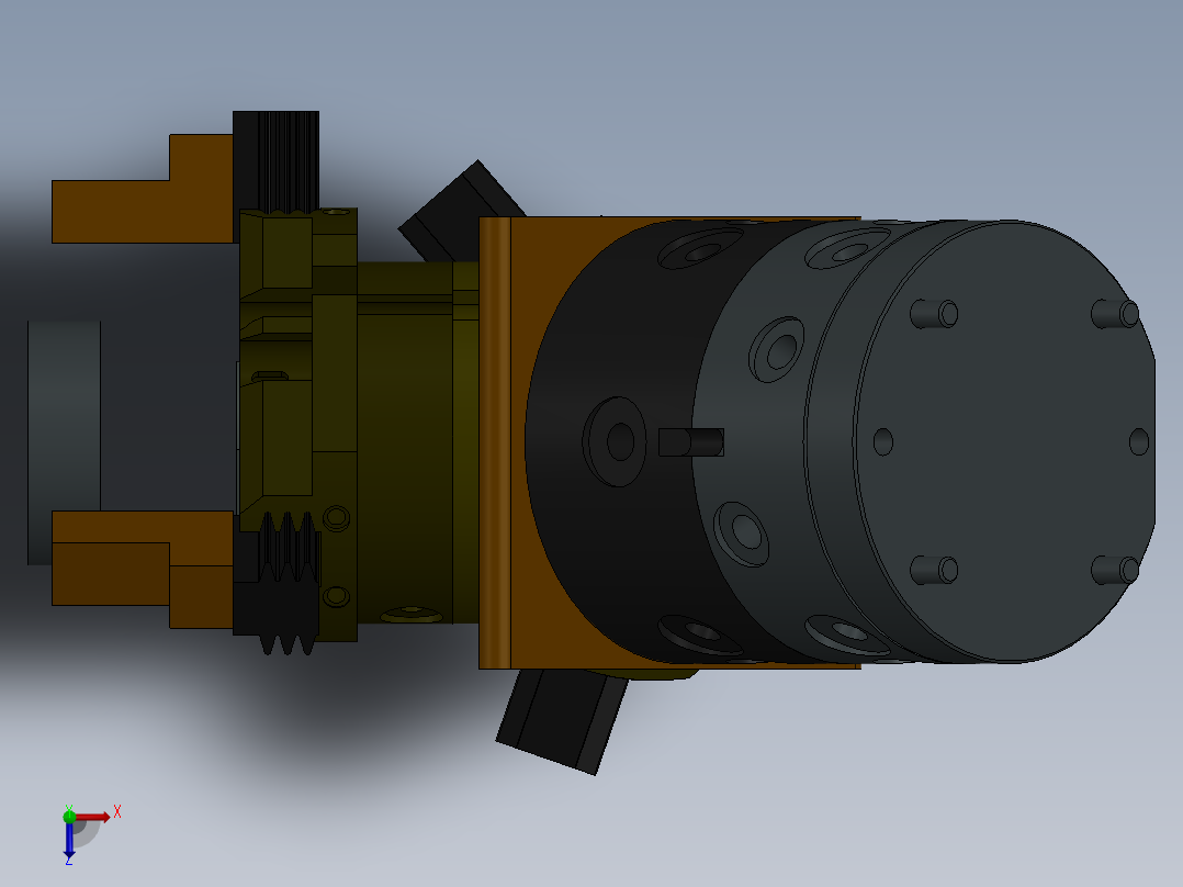 气动三爪卡盘sw22俯视图