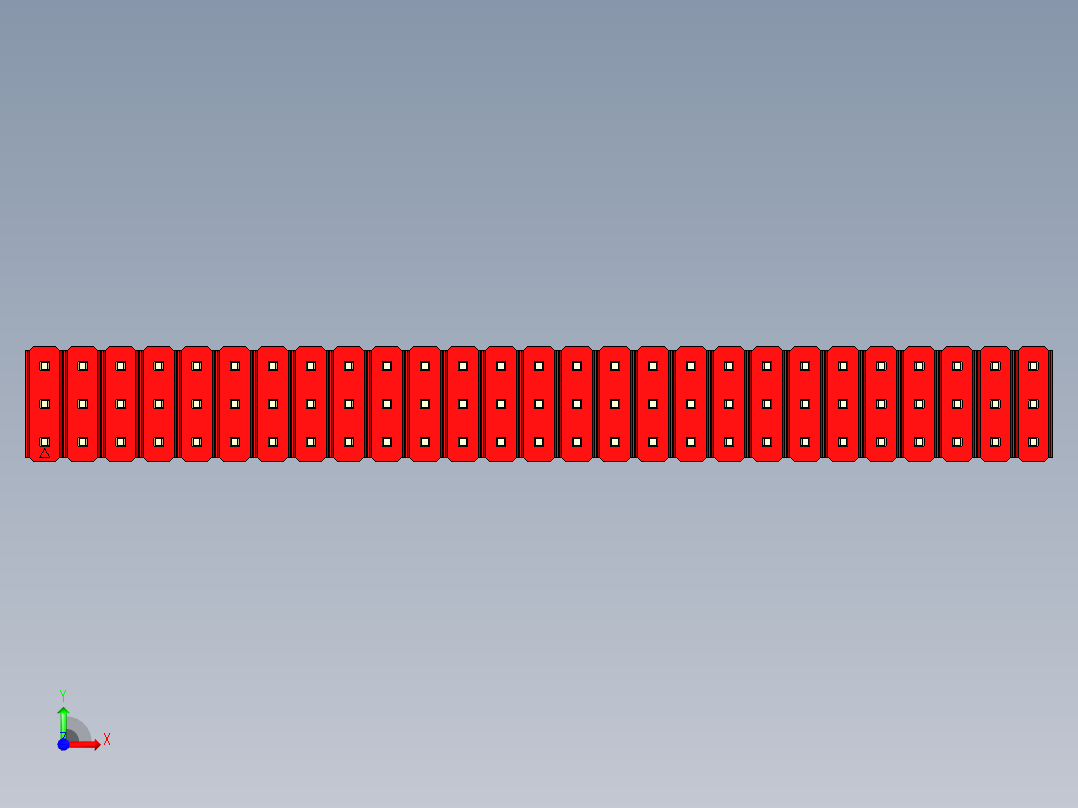 彩色公头100mil（2.54mm）系列-DS1021_red_3x27p_100mil_Type43_rev1.0前视图
