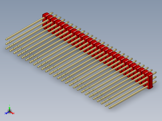 彩色公头100mil（2.54mm）系列-DS1021_red_3x27p_100mil_Type43_rev1.0正等轴测缩略图