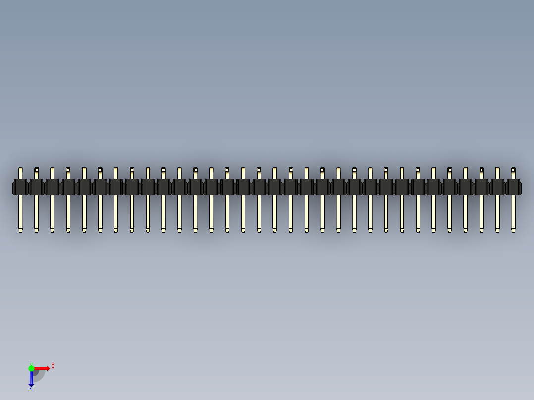 彩色公排针 100mil 2.54mm 系列-DS1022_black_32p_100mil_Type_SMT_R2_rev1.0俯视图